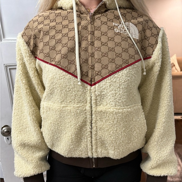 The North Face x Gucci GG canvas and shearling jacket - Picture 1 of 8